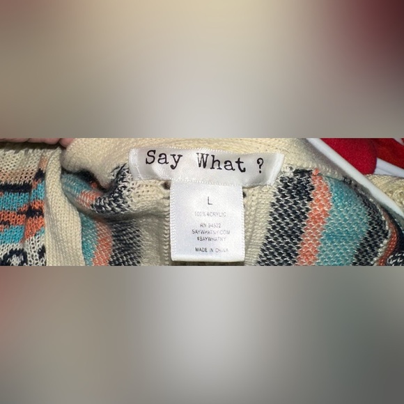 Say What? Colorful Shrug Sweater with Geometric Patterns - Picture 3 of 3